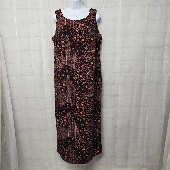 Vintage Studio 1 Black Red Sleeveless Floral boho Patchwork Shift Maxi Dress 14 - Picture 1 of 13